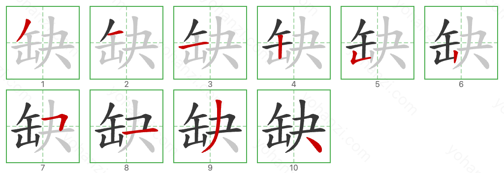 缺 Stroke Order Diagrams