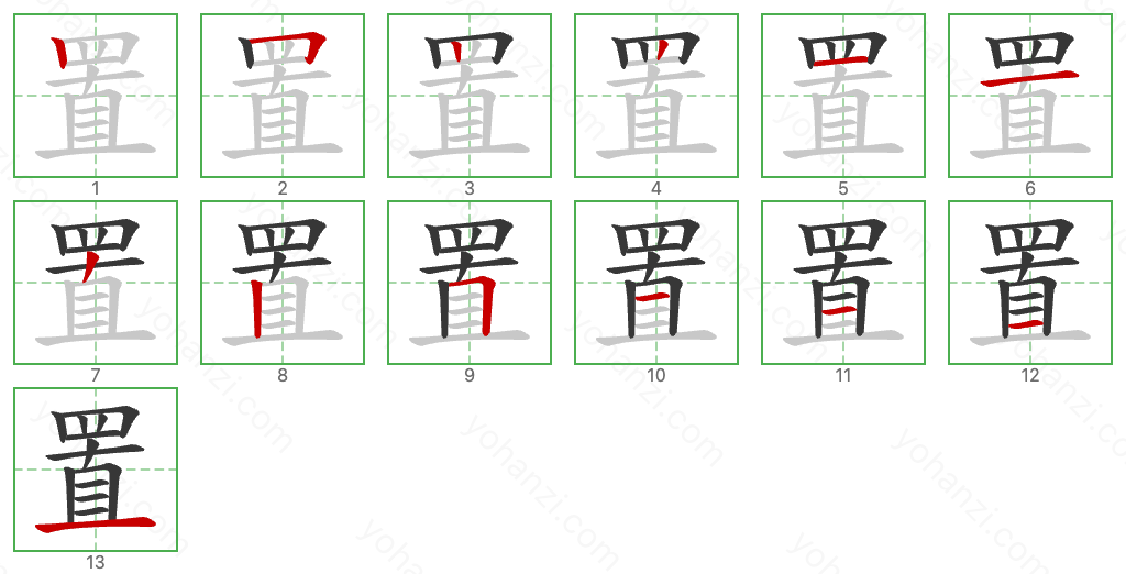 置 Stroke Order Diagrams