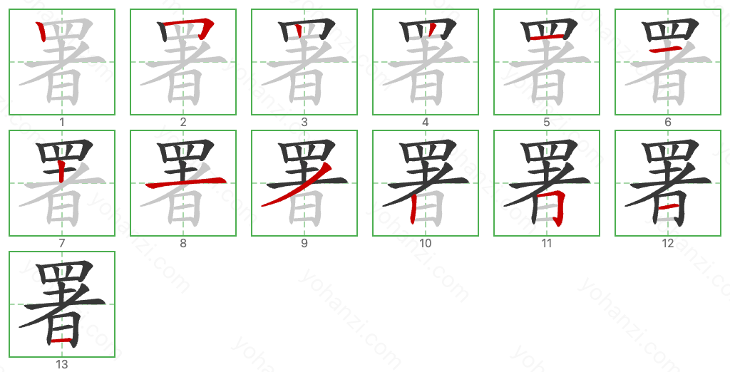 署 Stroke Order Diagrams