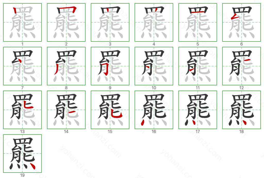 羆 Stroke Order Diagrams