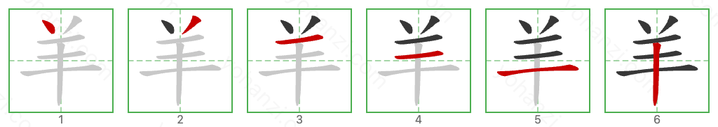 羊 Stroke Order Diagrams