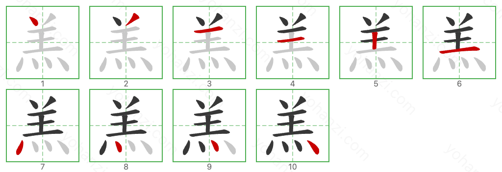 羔 Stroke Order Diagrams