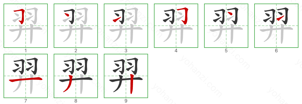 羿 Stroke Order Diagrams