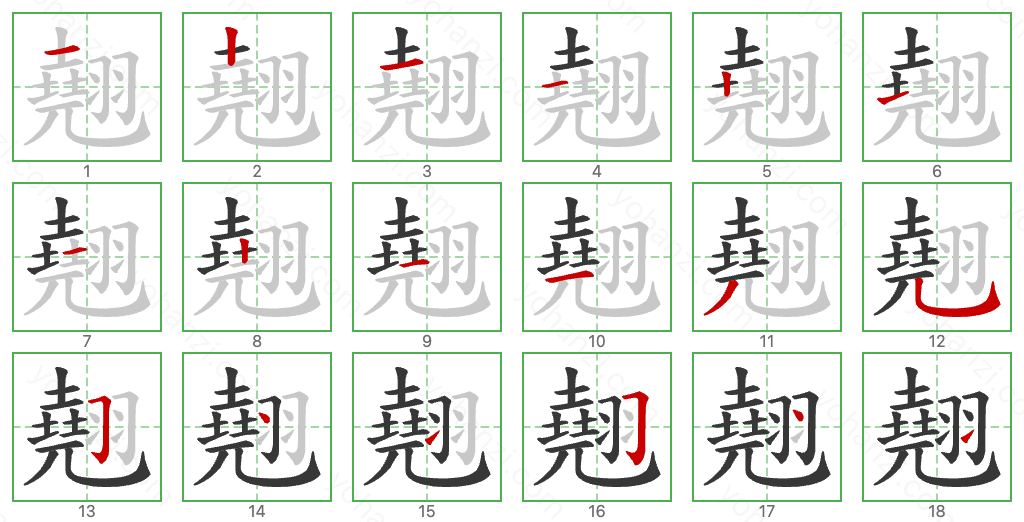 翹 Stroke Order Diagrams