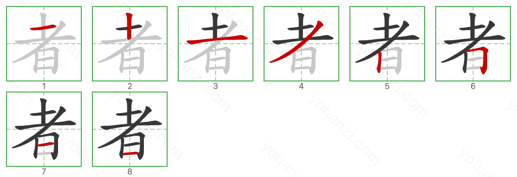 者 Stroke Order Diagrams