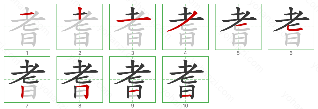 耆 Stroke Order Diagrams