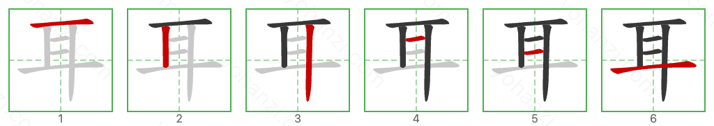 耳 Stroke Order Diagrams