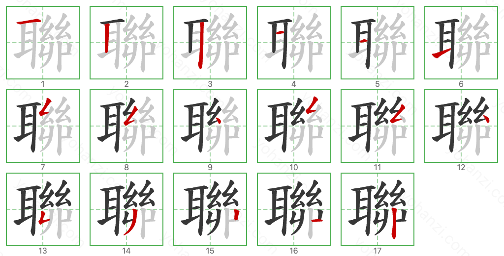 聯 Stroke Order Diagrams