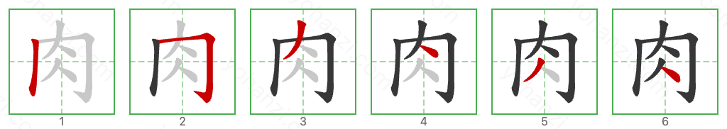 肉 Stroke Order Diagrams