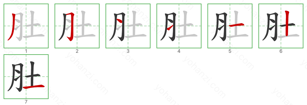 肚 Stroke Order Diagrams