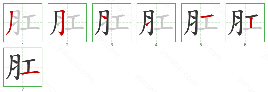 肛 Stroke Order Diagrams