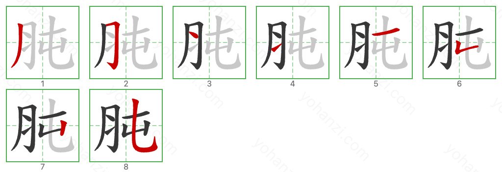 肫 Stroke Order Diagrams