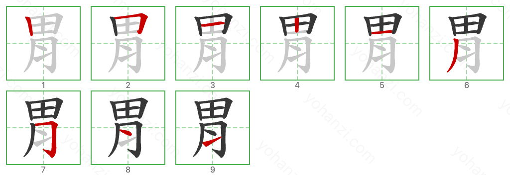 胃 Stroke Order Diagrams