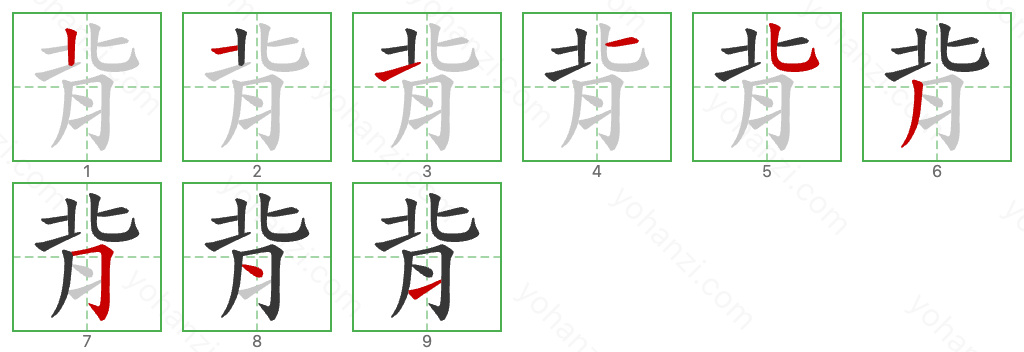 背 Stroke Order Diagrams