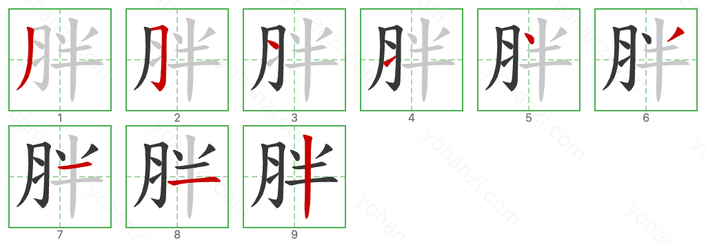 胖 Stroke Order Diagrams