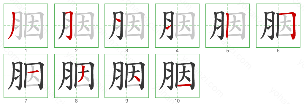 胭 Stroke Order Diagrams