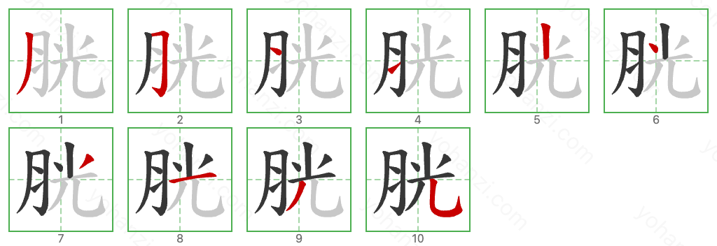 胱 Stroke Order Diagrams