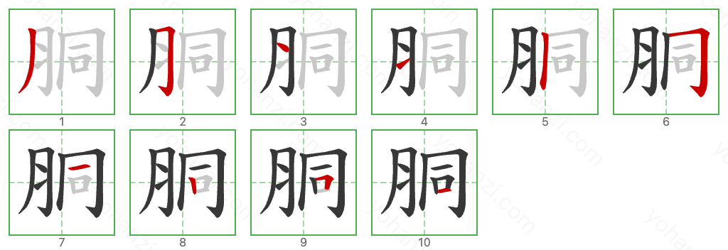 胴 Stroke Order Diagrams