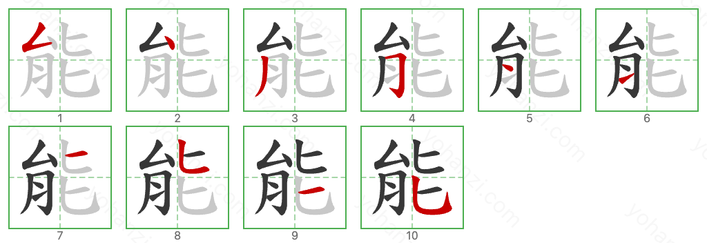 能 Stroke Order Diagrams