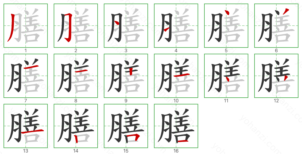 膳 Stroke Order Diagrams