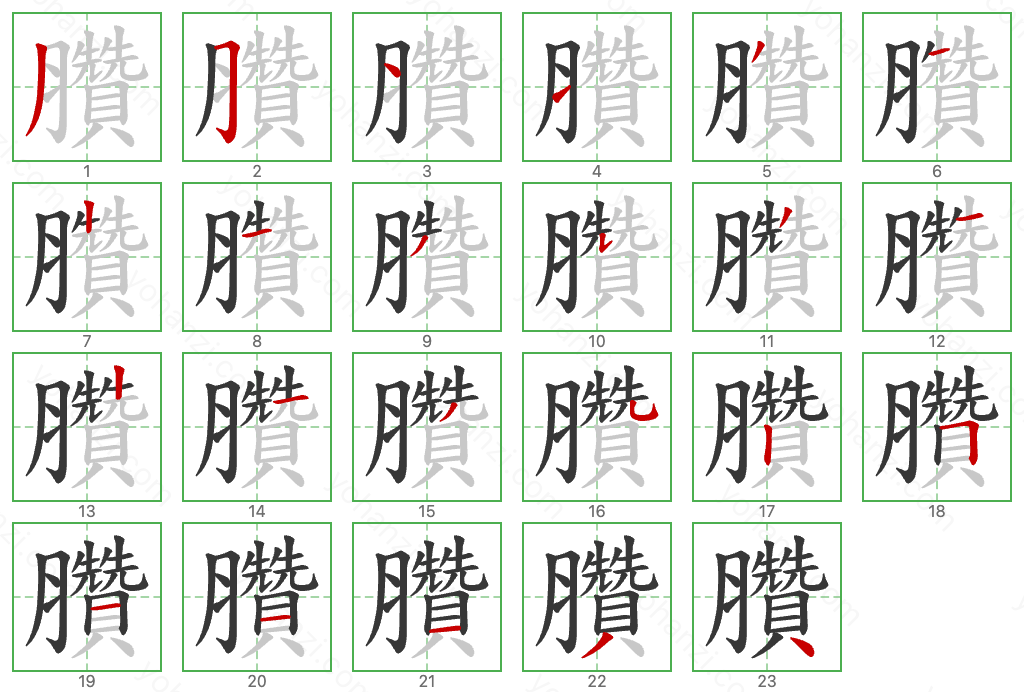 臢 Stroke Order Diagrams