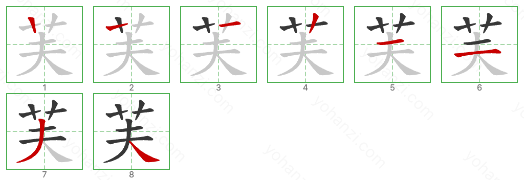 芙 Stroke Order Diagrams