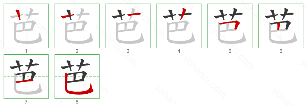 芭 Stroke Order Diagrams