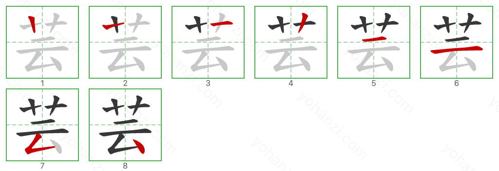 芸 Stroke Order Diagrams