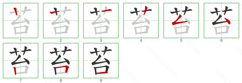 苔 Stroke Order Diagrams