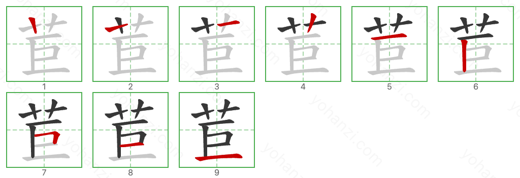 苣 Stroke Order Diagrams