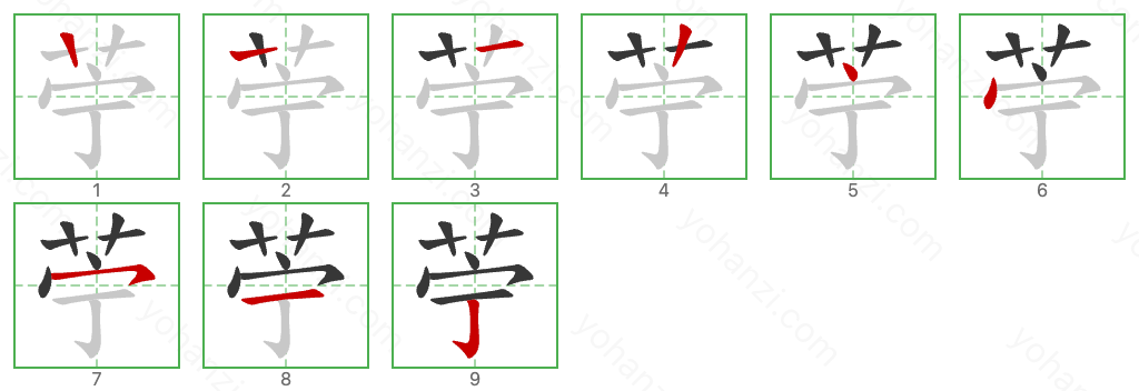 苧 Stroke Order Diagrams