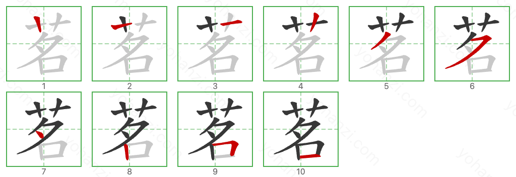 茗 Stroke Order Diagrams