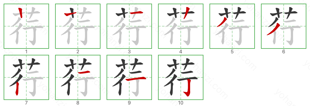 荇 Stroke Order Diagrams