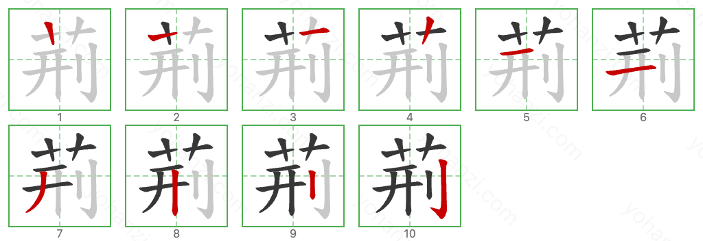 荊 Stroke Order Diagrams