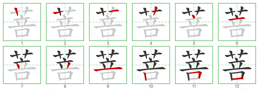 菩 Stroke Order Diagrams