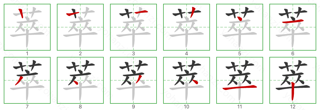 萃 Stroke Order Diagrams