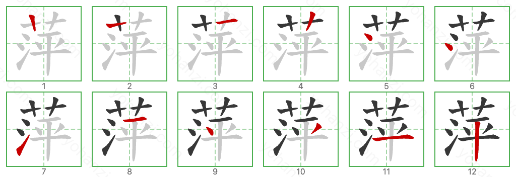 萍 Stroke Order Diagrams