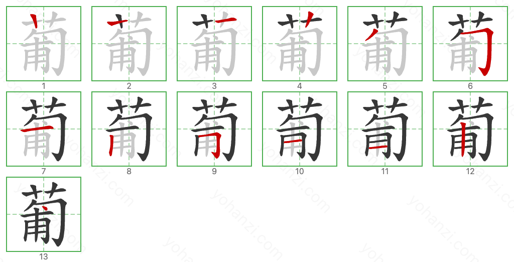 葡 Stroke Order Diagrams