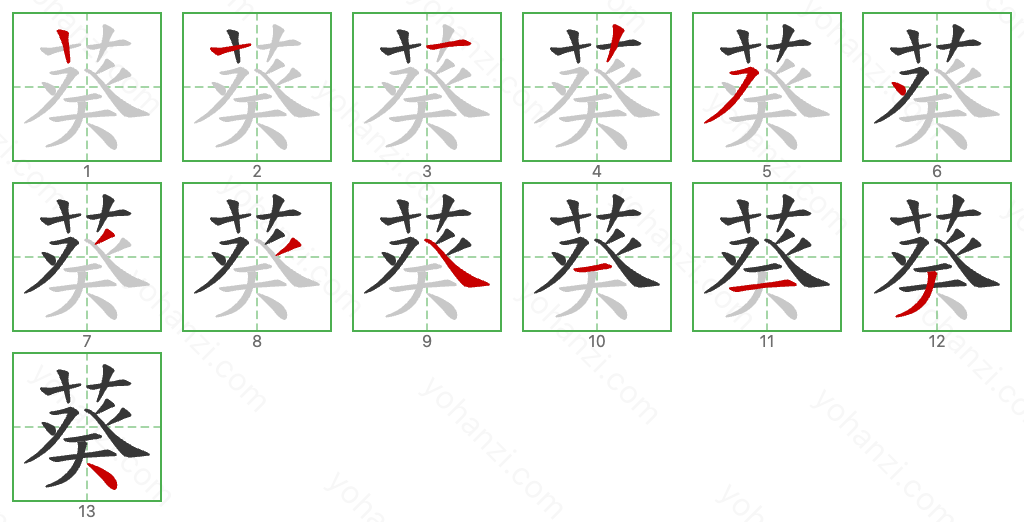 葵 Stroke Order Diagrams