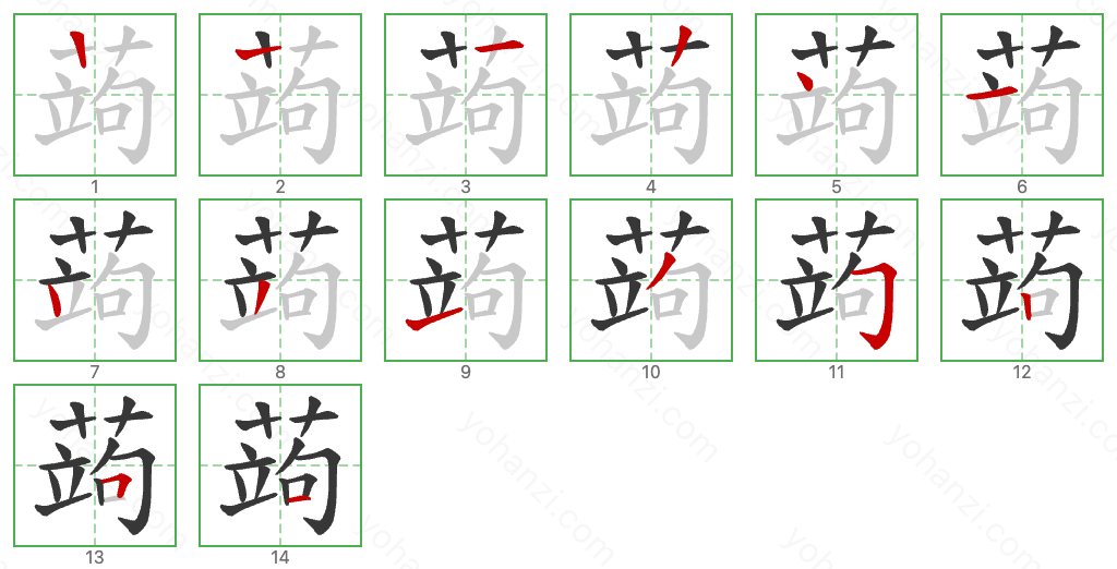 蒟 Stroke Order Diagrams