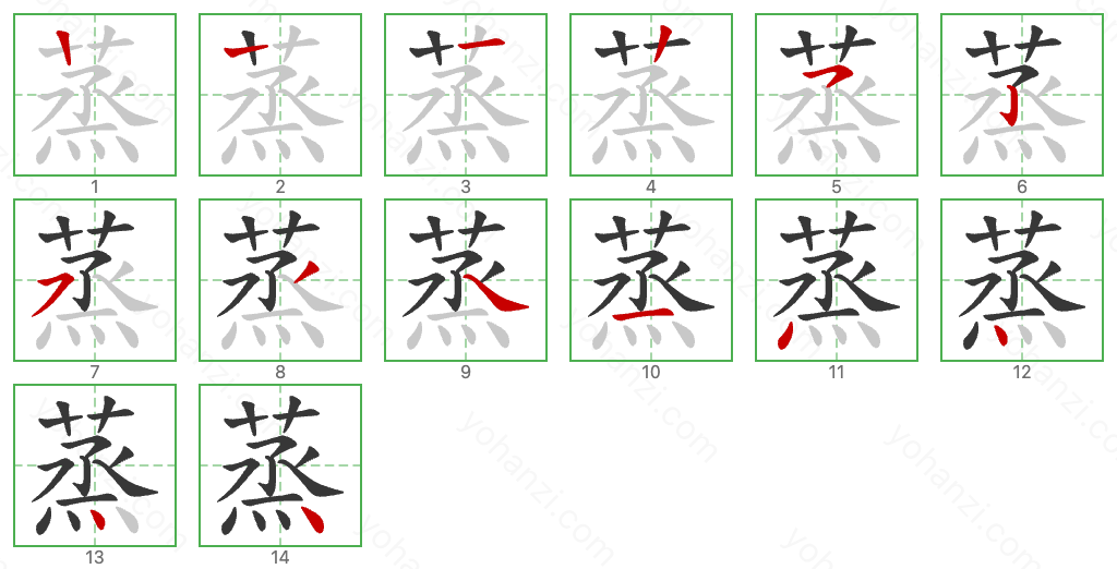 蒸 Stroke Order Diagrams