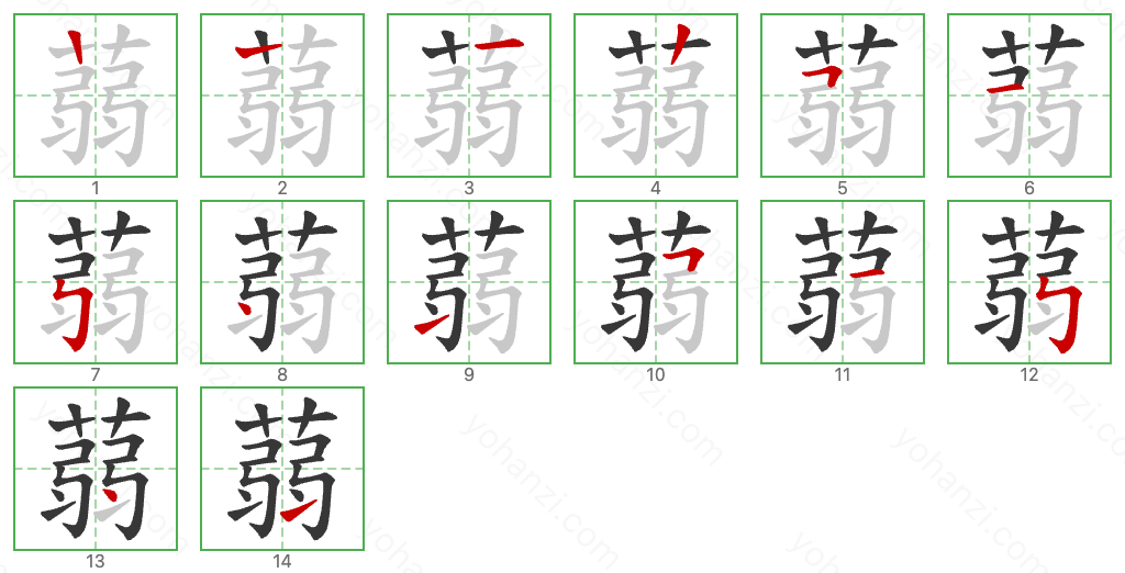 蒻 Stroke Order Diagrams