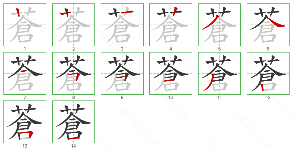 蒼 Stroke Order Diagrams