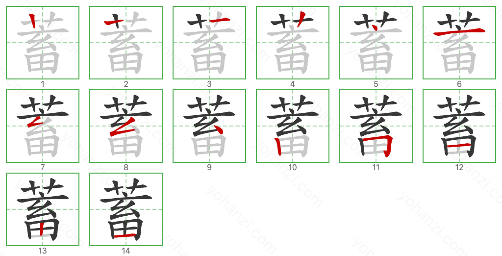 蓄 Stroke Order Diagrams