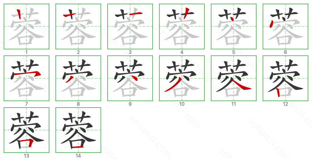 蓉 Stroke Order Diagrams