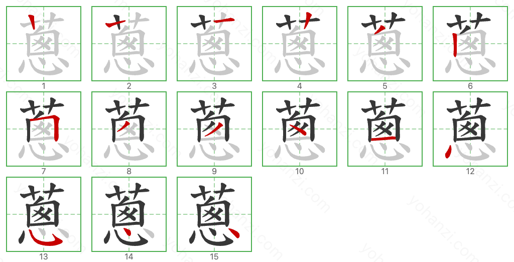 蔥 Stroke Order Diagrams