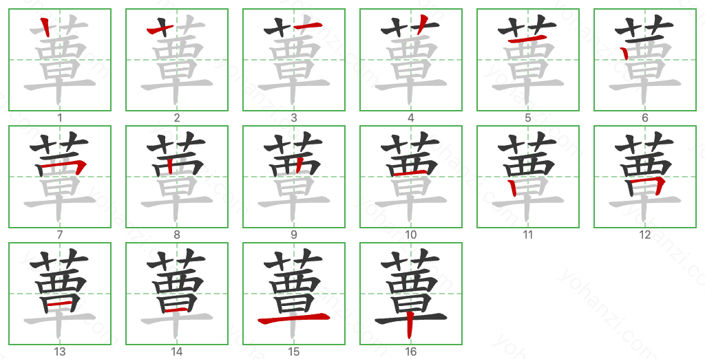 蕈 Stroke Order Diagrams