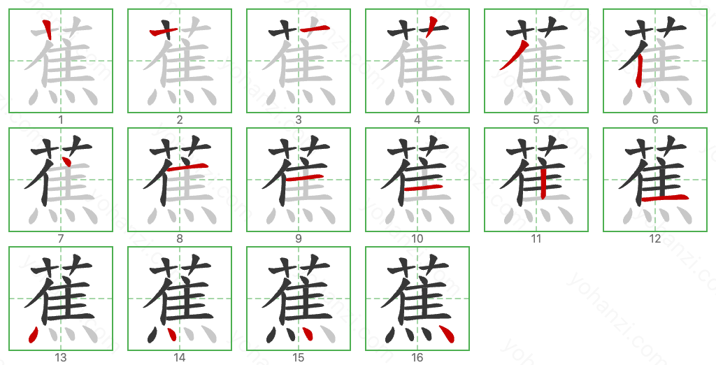 蕉 Stroke Order Diagrams