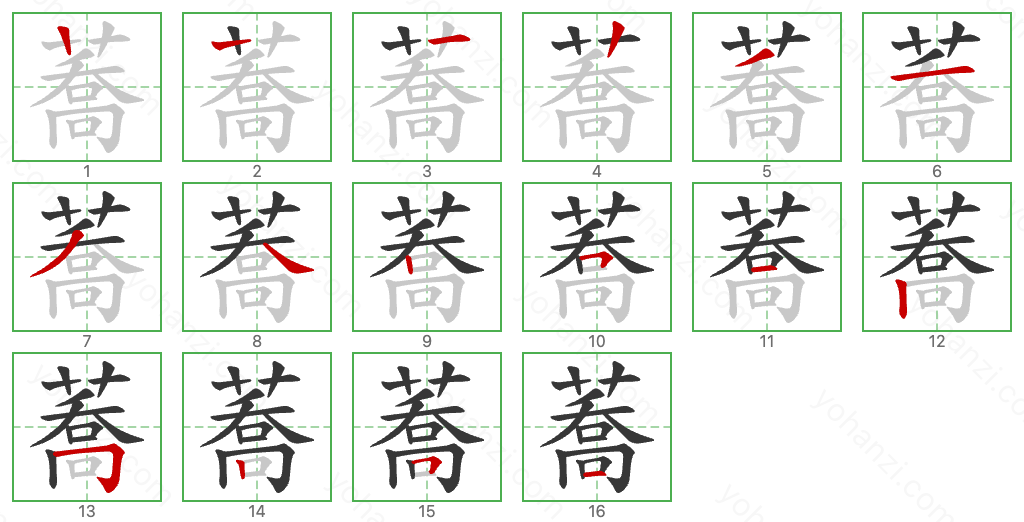 蕎 Stroke Order Diagrams