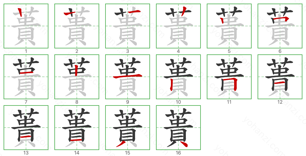 蕢 Stroke Order Diagrams